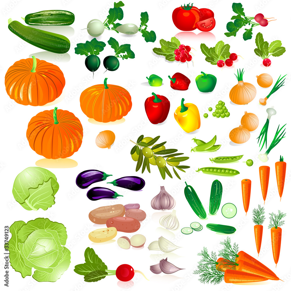 vegetables isolated collection vegetables isolated collection