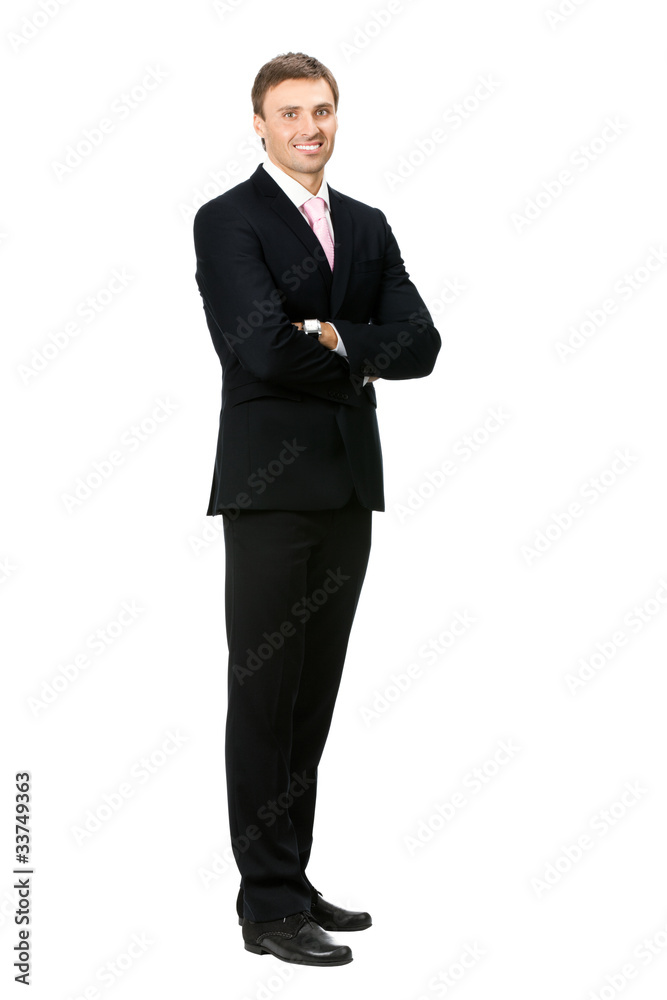 Full body portrait of happy smiling business man, isolated Full body portrait of happy smiling business man, isolated