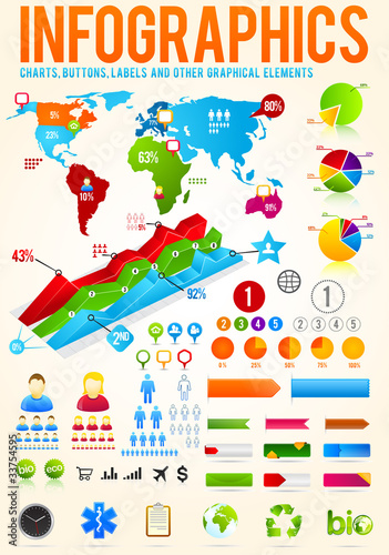 Colorful infographic vector collection with charts 2