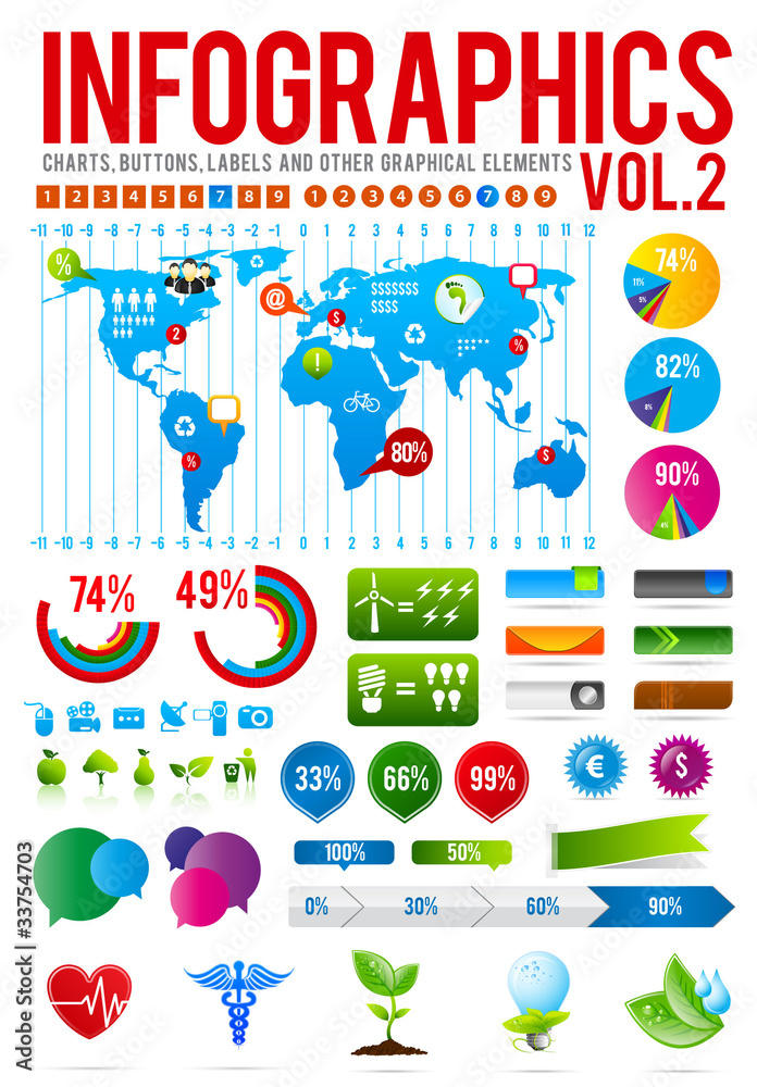 Colorful infographic vector collection with charts 2
