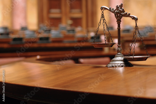 Obraz na płótnie Decorative Scales of Justice in the Courtroom