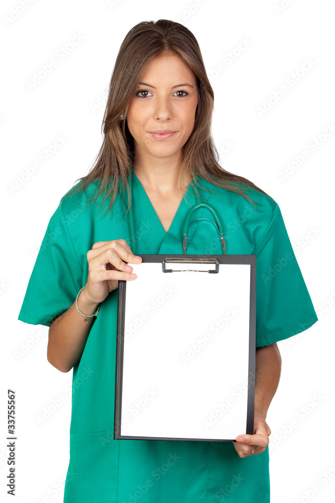 Happy doctor woman with clipboard Happy doctor woman with clipboard