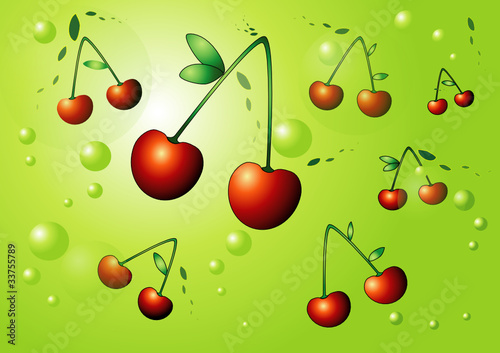 Cherries for a green background