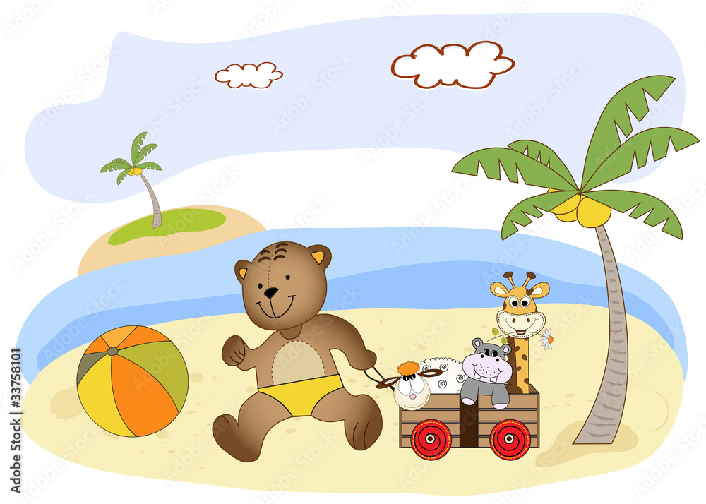 teddy bear play on the beach teddy bear play on the beach