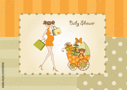 new baby shower invitation with pregnant expectant mother