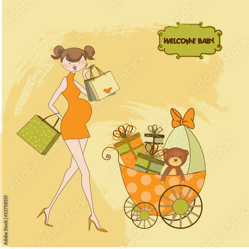 new baby shower invitation with pregnant expectant mother