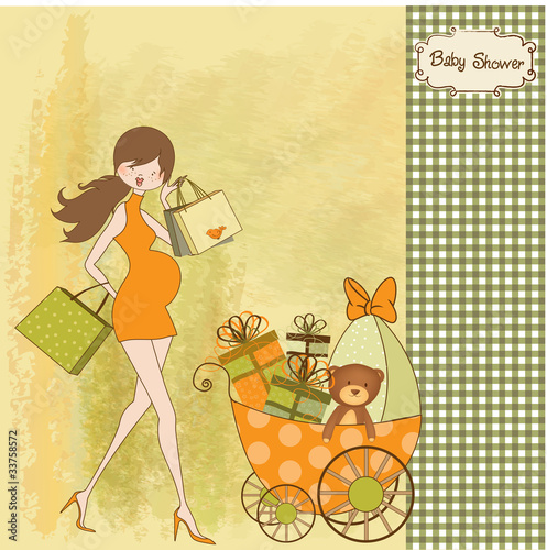new baby shower invitation with pregnant expectant mother