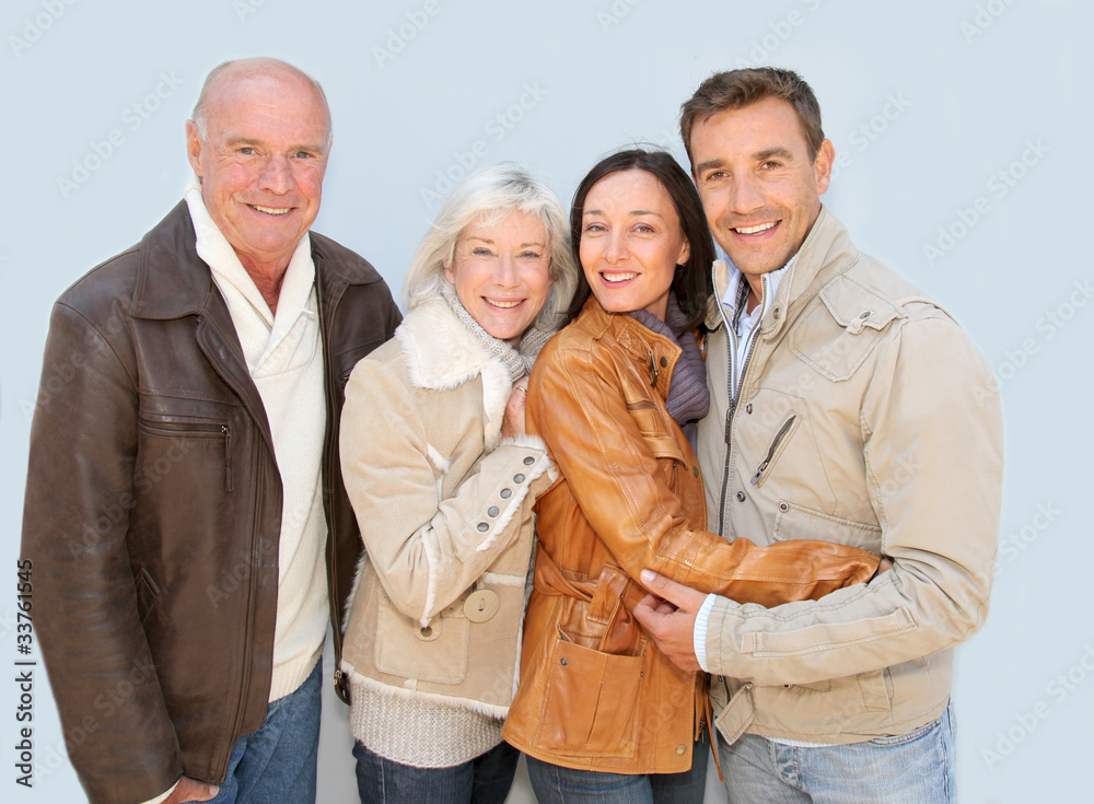 Happy family portrait in winter time