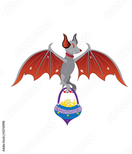 Bat with a basket.