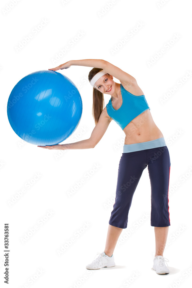 girl excersices with fitball