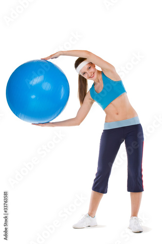 girl excersices with fitball
