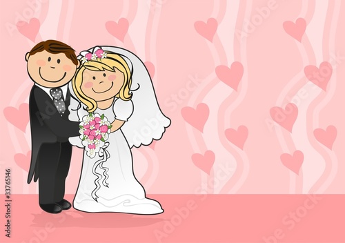 Newlyweds pink  background