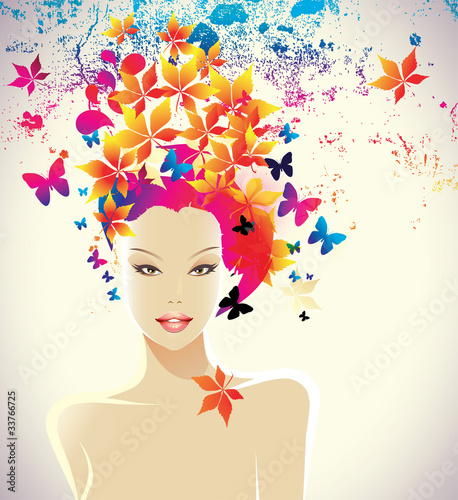 Fashion illustration of  beautiful young  woman