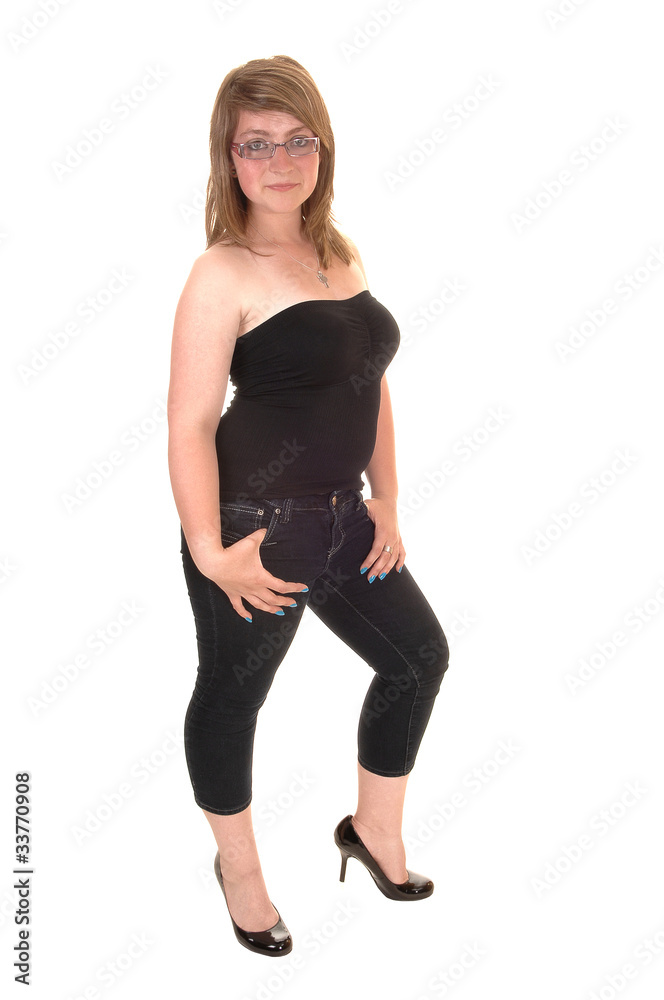 Fototapeta premium Girl standing in studio.