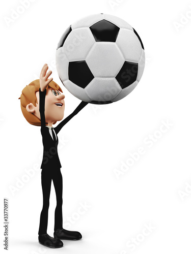 businessman cartoon with a big football ball © DM7
