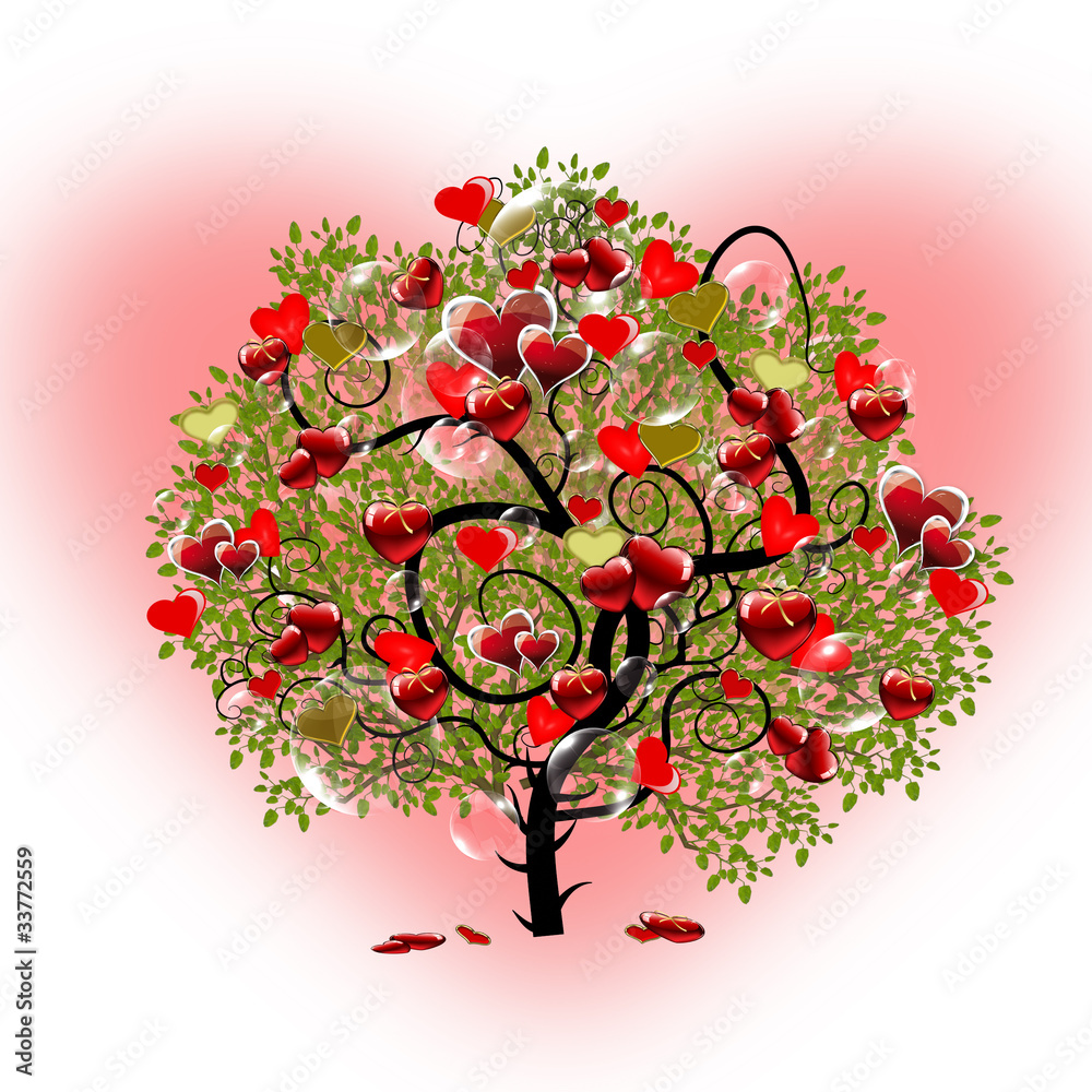 Árvore de corações - obrazy, fototapety, plakaty 