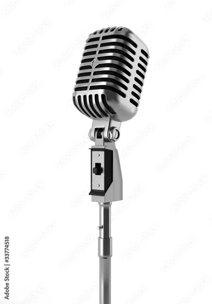 Fototapeta premium vintage microphone isolated on white background