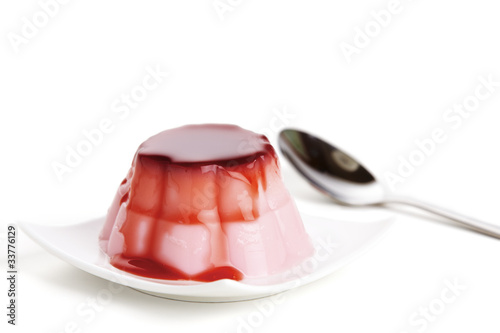 Принти на полотні Raspberry pudding with spoon