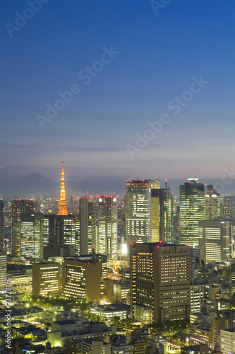 汐留ビル群と東京タワー