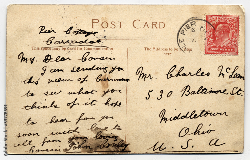 Handwritten Postcard feom Scotland