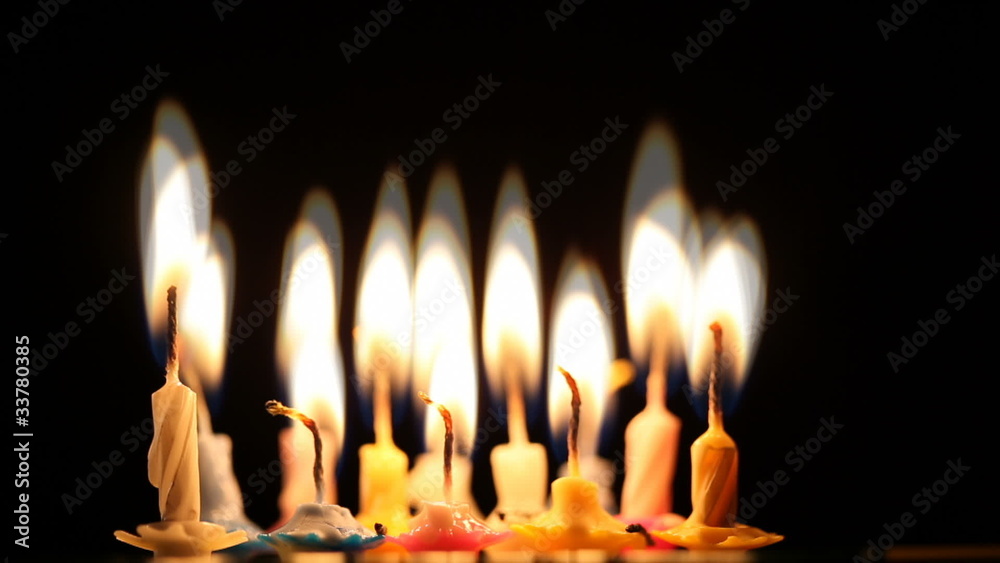 Birthday candles changing into fire