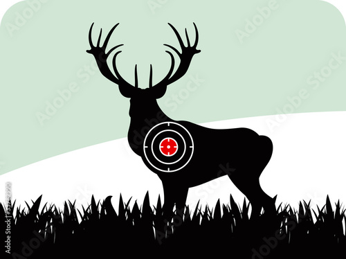 Animated dear hunting season foliage vector