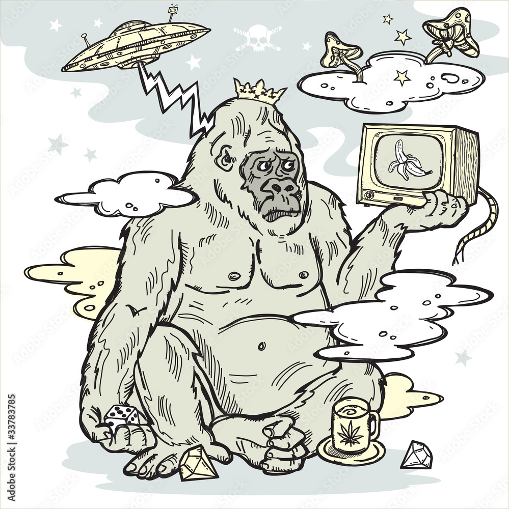 Obraz premium Gorilla with TV
