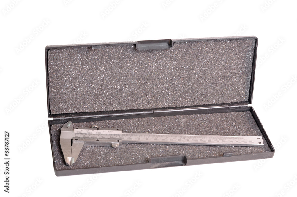 Calipers - straightedge measuring in black box on white
