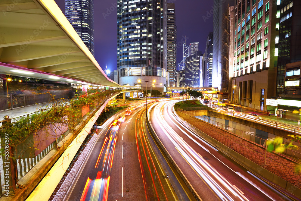 traffic in city at night