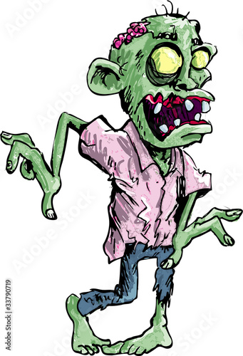 Cartoon zombie isolated on white