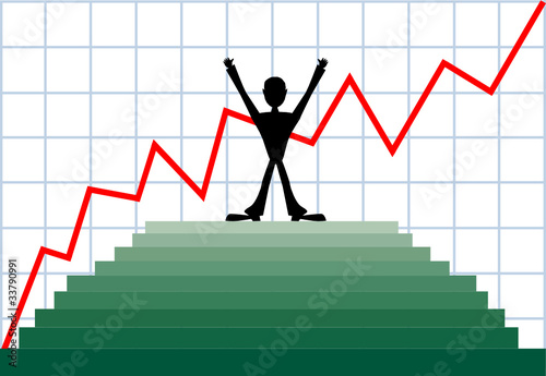 Businessman on top of the stairs