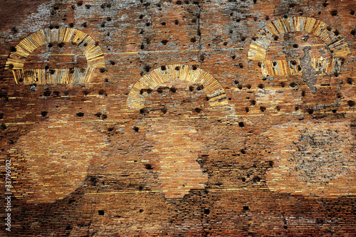 Ancient Roman Wall Ruins Background Ostia Antica Rome Italy