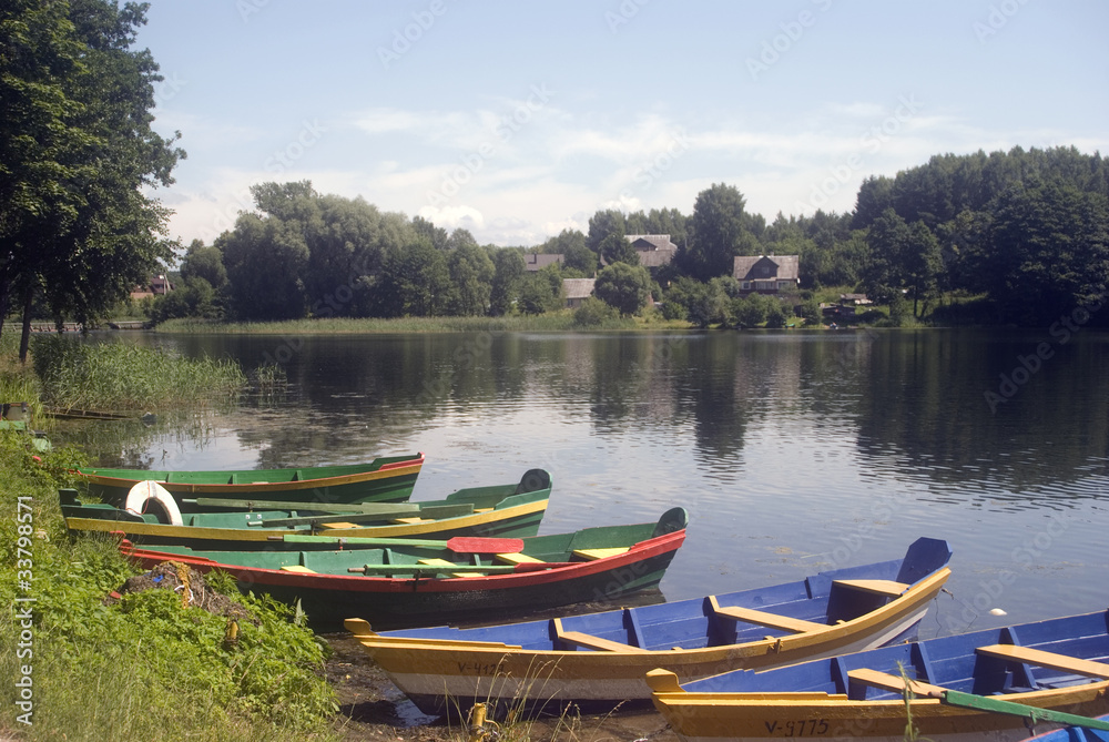 Obraz premium Boats, Trakai National Park, Lithuania