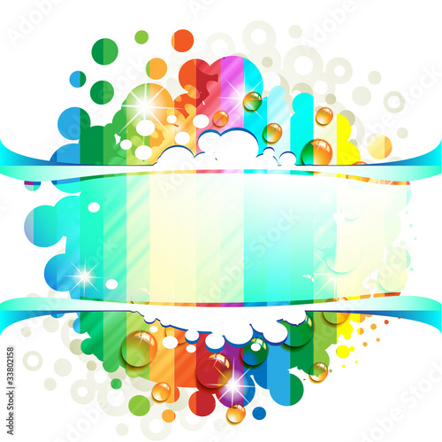 Abstract background with drops of water over circles rainbow