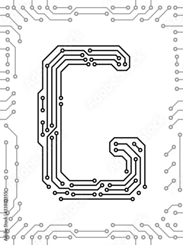 Alphabet of printed circuit boards. Capital letter  G