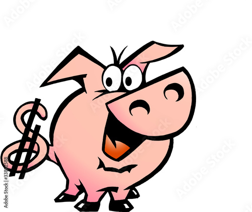 Hand-drawn Vector illustration of an Dollar Pig