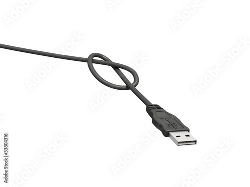 usb male connector with a knot