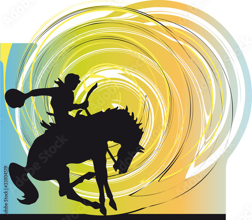 Abstract rodeo cowboy. Vector illustration