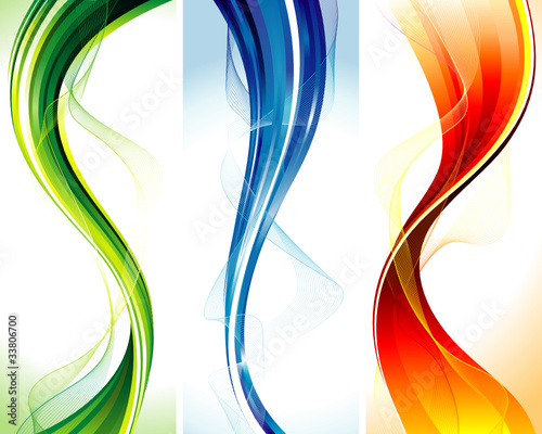 Vector set of floating elements vertical banners.