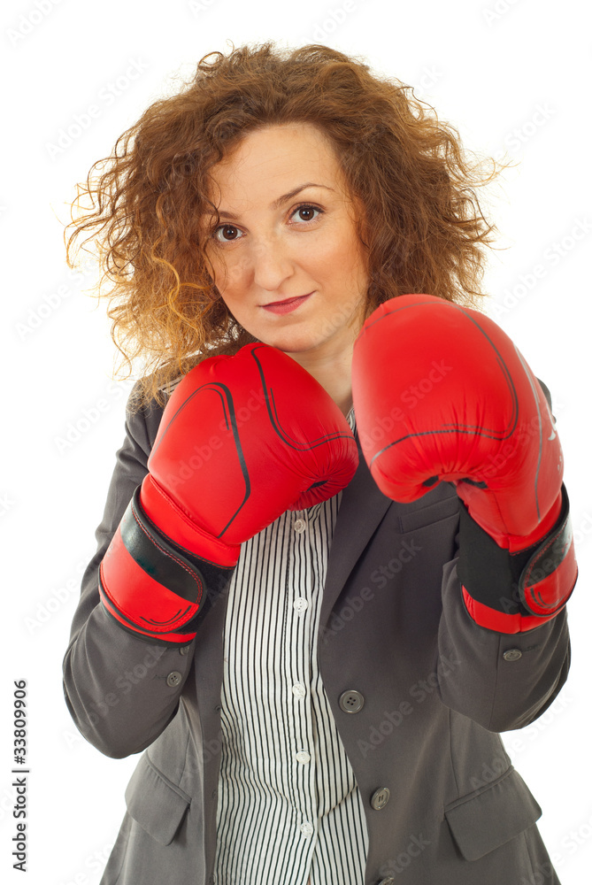 Business woman defending Business woman defending