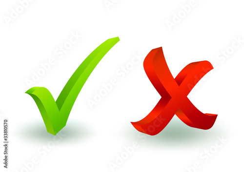 3d check and x symbol