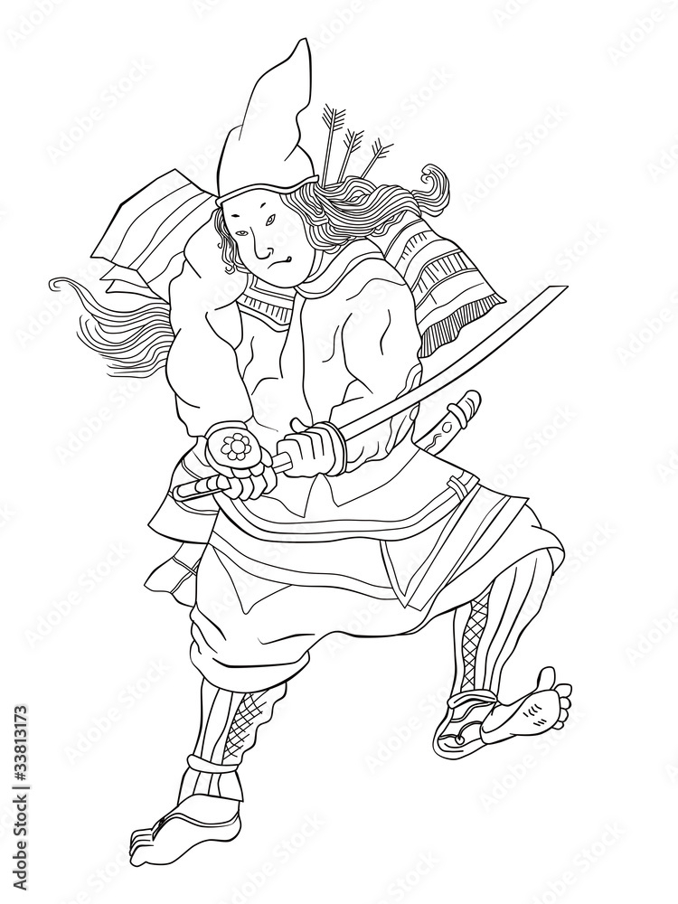 Fototapeta premium Samurai warrior with katana sword fighting stance