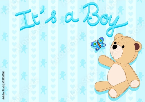 Sfondo Bambino Orsacchiotto-It's a Boy Baby Background-Vector