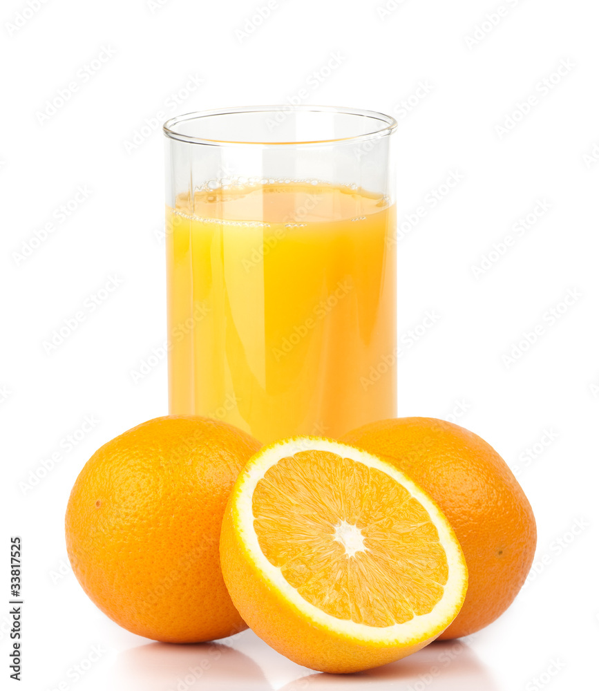 Orange juice and slices of orange Orange juice and slices of orange