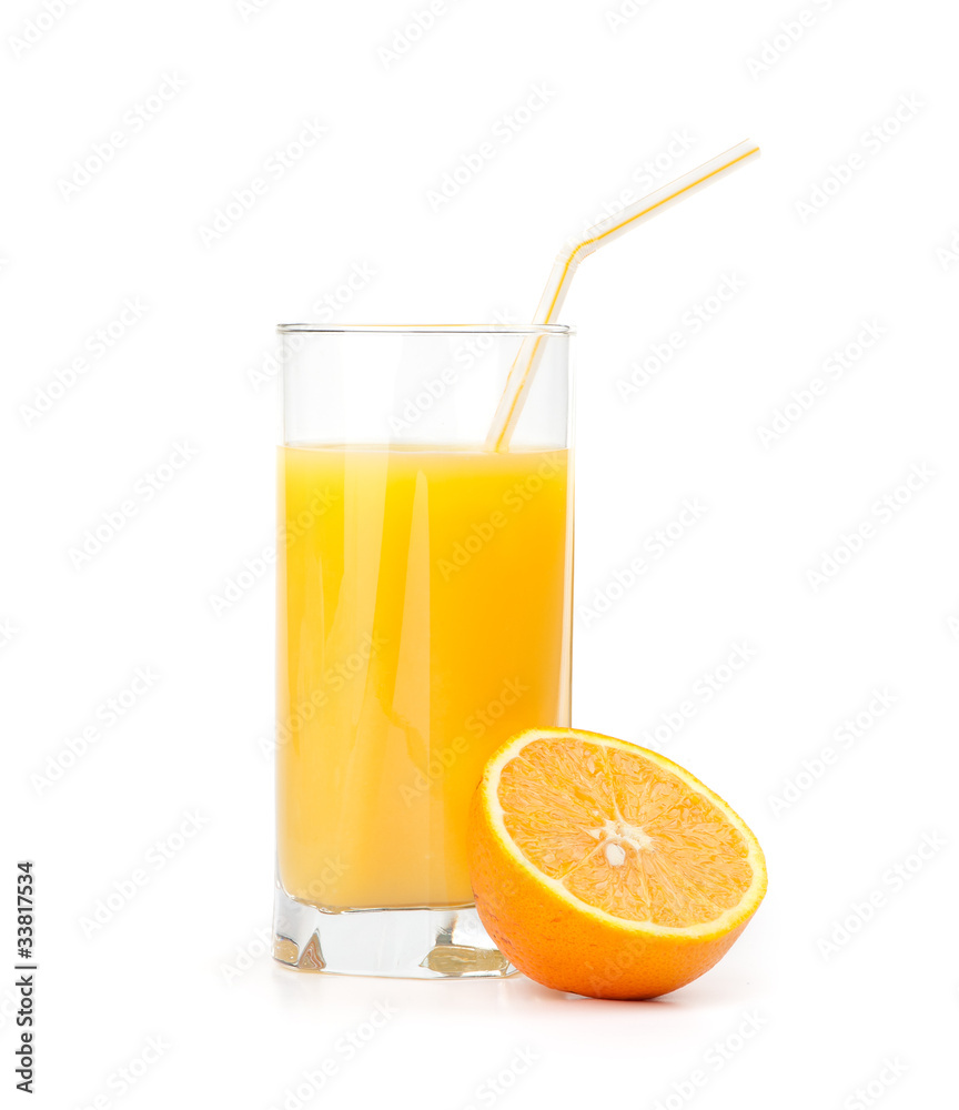 Orange juice and slices of orange Orange juice and slices of orange