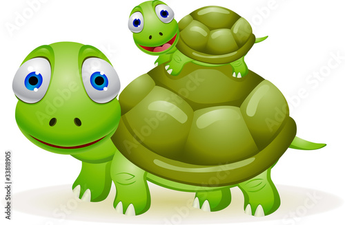 mother and baby turtle