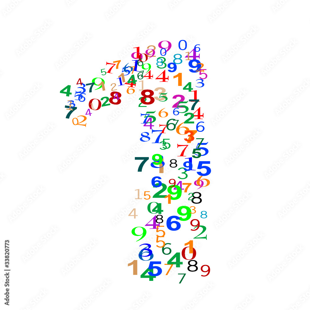 Number one made from colorful numbers