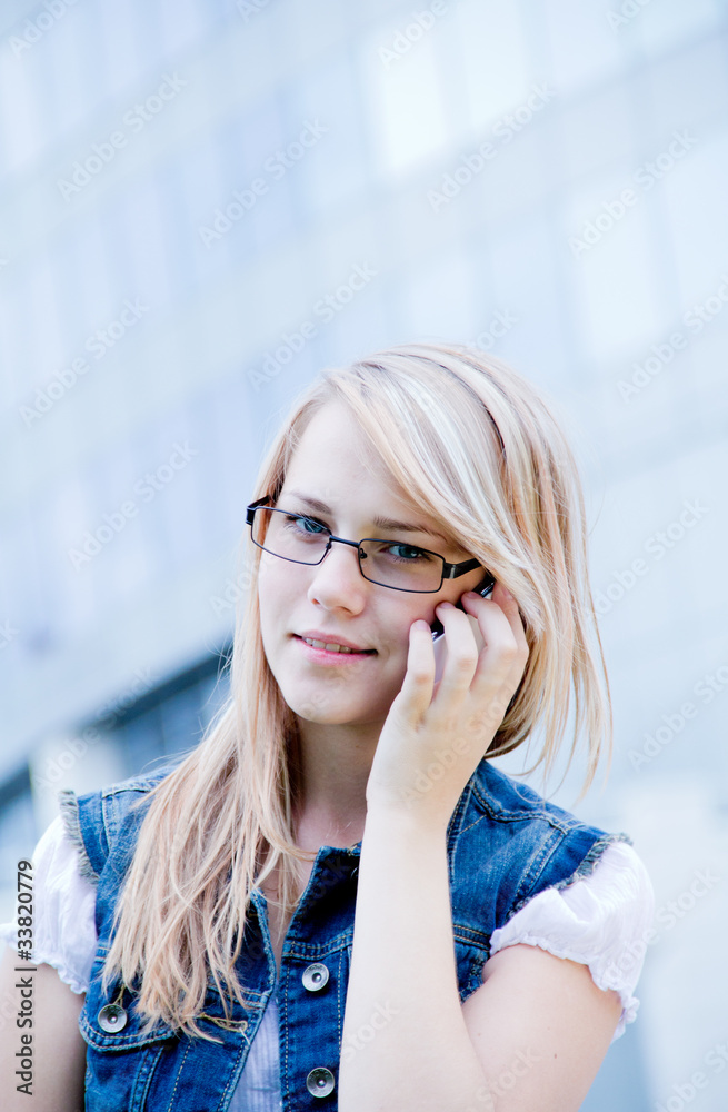 Fototapeta premium beautiful girl in the background of the University