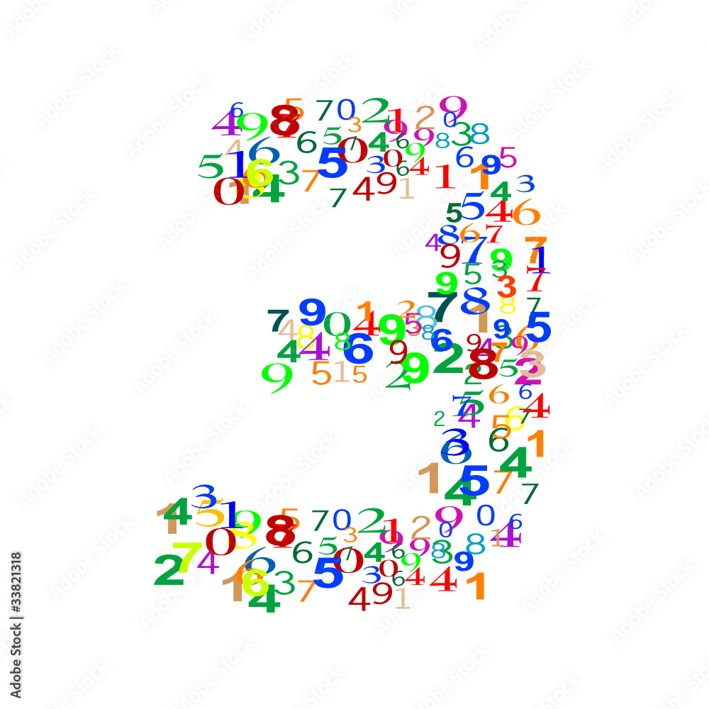 Number 3 Three made from colorful numbers Number 3 Three made from colorful numbers