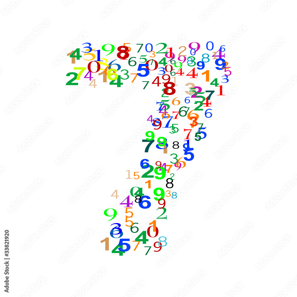 Number 7 Seven made from many colorful numbers Number 7 Seven made from many colorful numbers